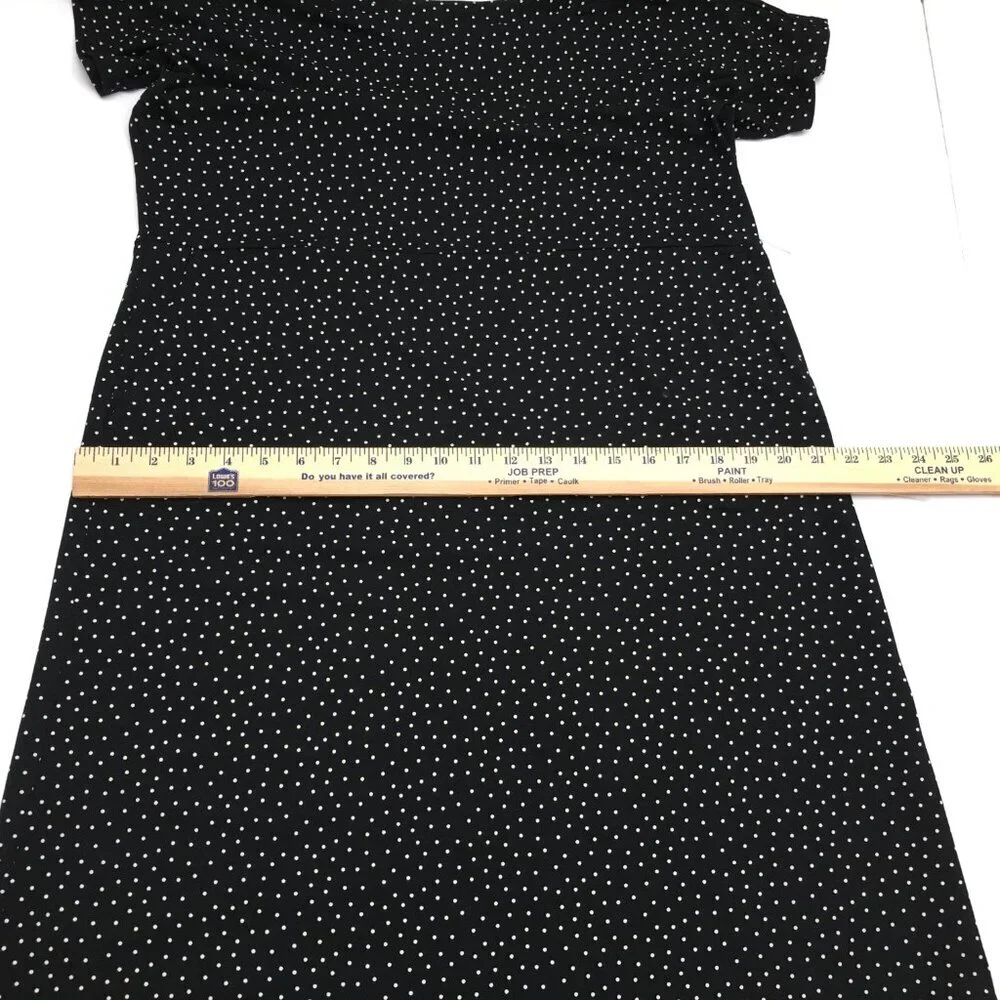 NEW J. Jill Black & White Polka Dot Dress Cap Sleeves Pockets Medium - Picture 6 of 9